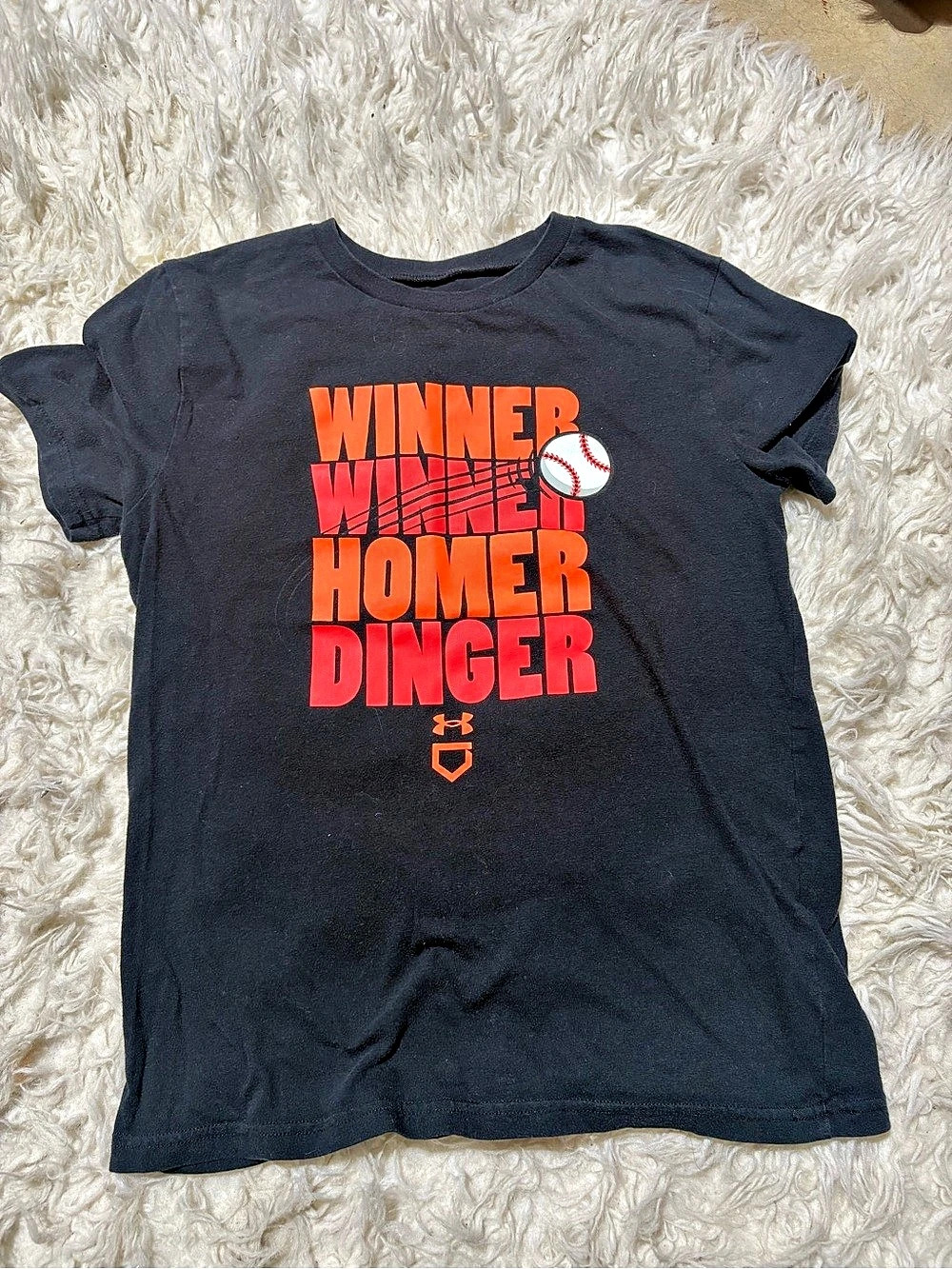 Under Armour Boys Homer Dinger Short Sleeve T-Shirt, Black & Red